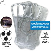 Capa iPhone 16 Pro Max - Stand Glitter Magsafe Titanium Gray